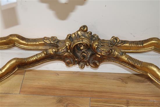 A Louis XV style gilt carved wood marble topped console table W.138cm